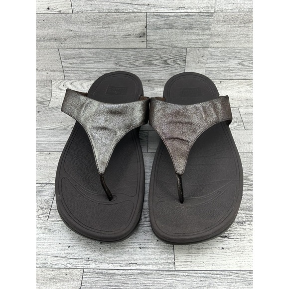 FitFlop Shoes Women Size 10 Brown Toe Post Sandals Thong Comfort Slip On 505-012 - Picture 1 of 10